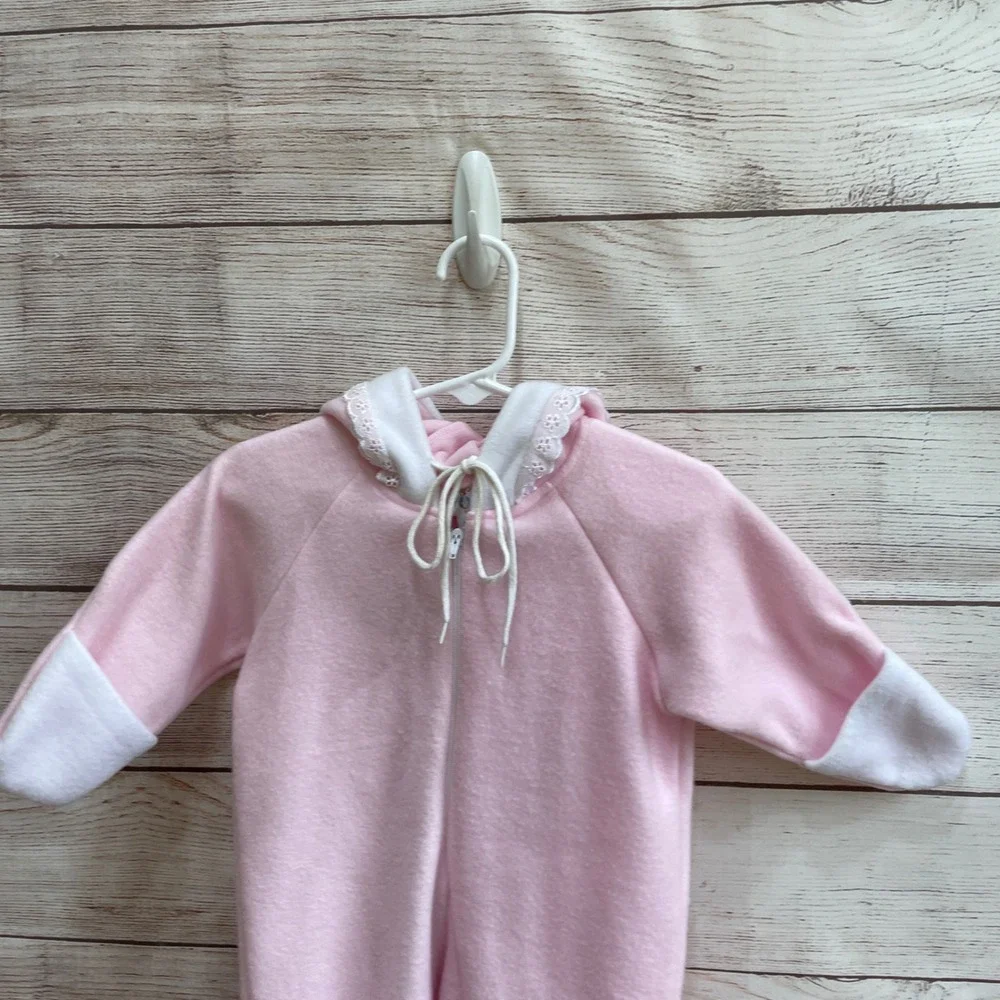 NWOT VINTAGE BEATRIX POTTER PINK FLEECE‎ SNOWSUIT WITH DETACHABLE BUNTING